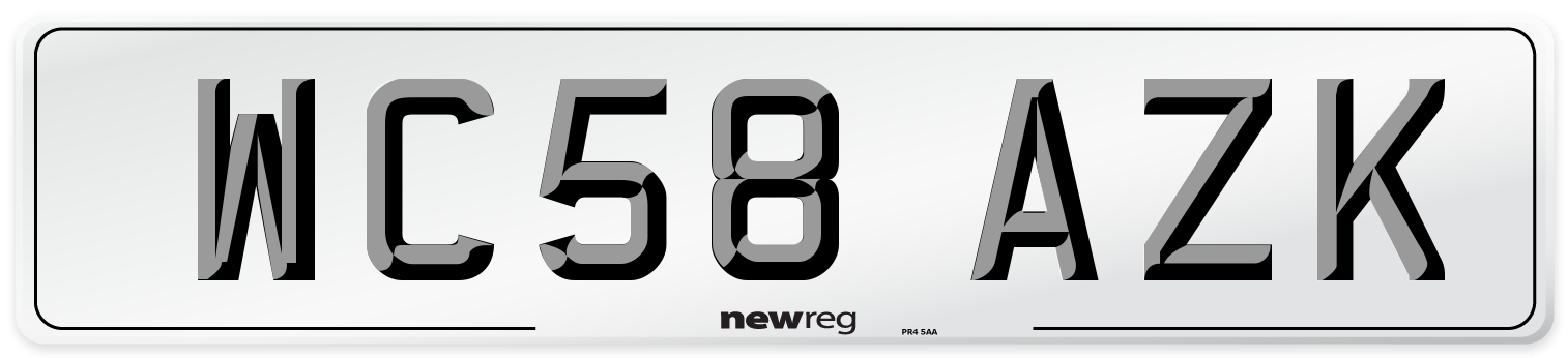 WC58 AZK Number Plate from New Reg